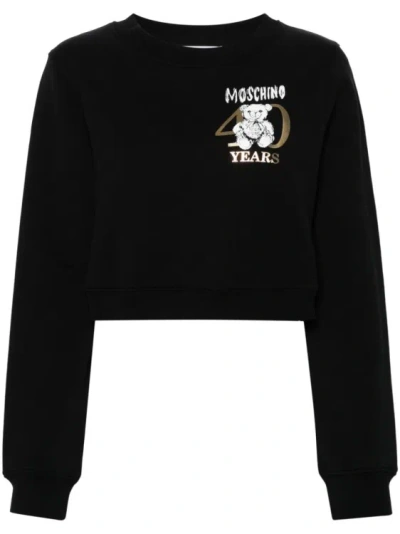 Moschino Special 40 Years Anniversary Cotton Sweatshirt In Black
