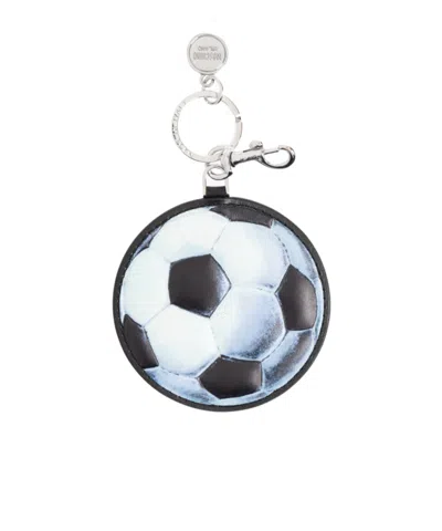 Moschino Soccer Ball Keychain In Black