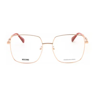 Moschino Square Metal Frame Eyeglasses In Rose Gold