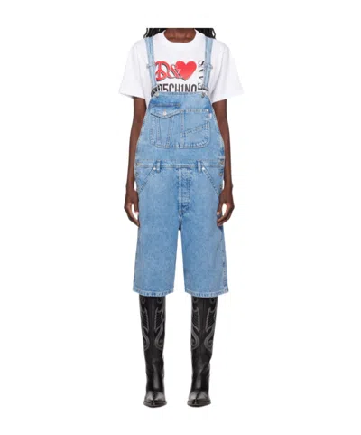 Moschino Square Neck Denim Overalls