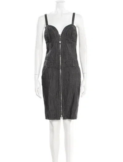 Pre-owned Moschino Square Neckline Knee-length Dress In Black