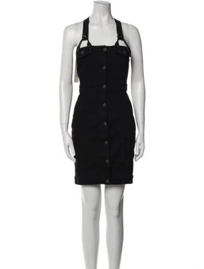 Pre-owned Moschino Square Neckline Mini Dress In Black