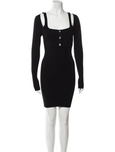 Pre-owned Moschino Square Neckline Mini Dress In Black