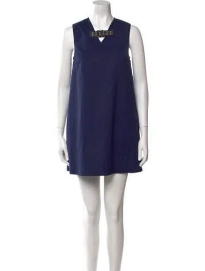 Pre-owned Moschino Square Neckline Mini Dress In Blue