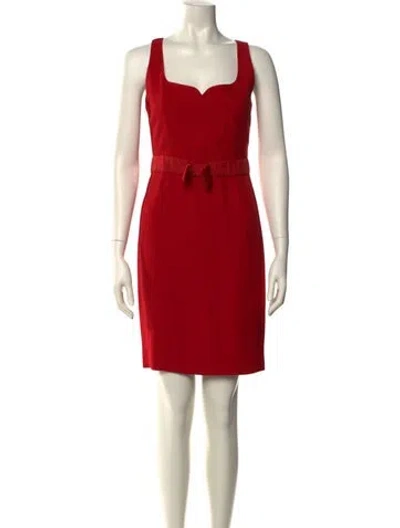 Pre-owned Moschino Square Neckline Mini Dress In Red