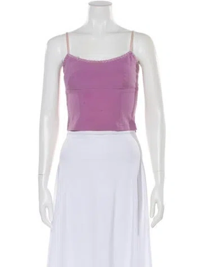 Pre-owned Moschino Square Neckline Sleeveless Crop Top In Pink
