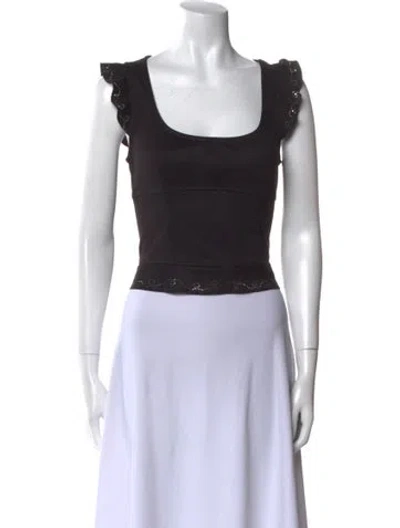 Pre-owned Moschino Square Neckline Sleeveless Crop Top W/ Tags In Black