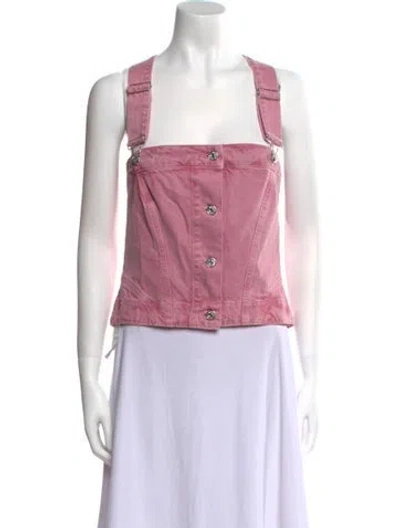 Pre-owned Moschino Square Neckline Sleeveless Crop Top W/ Tags In Pink