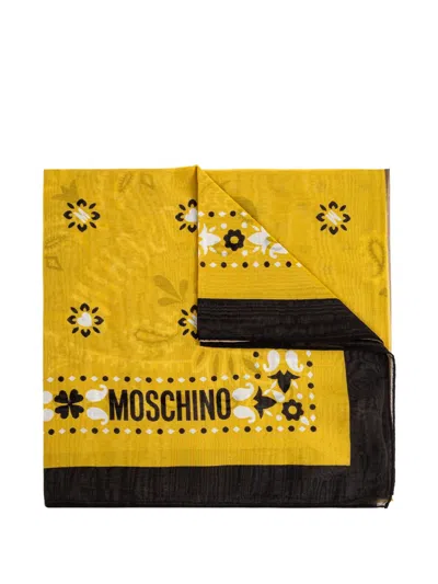 Moschino Square-shape Scarf In Yellow