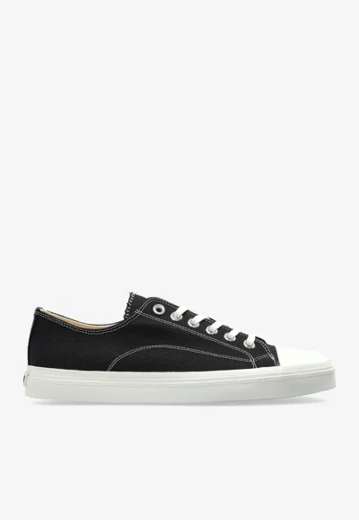 Moschino Square-toe Canvas Sneakers In Black