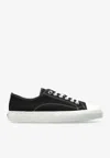 Moschino Stitched Canvas Low-top Sneakers With Rubber Sole In Black