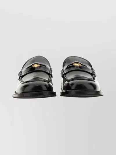 Moschino Square Toe Polished Loafers Berlin Style In Black