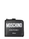 MOSCHINO SQUARE WALLET WITH LEATHER LOGO
