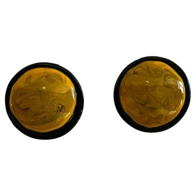 Pre-owned Moschino Ss20  Couture Picasso Oversized Yellow Clip-on Earrings By Jeremy Scott