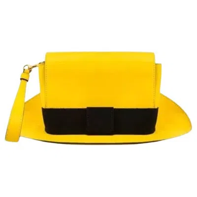 Pre-owned Moschino Ss22  Couture Jeremy Scott Yellow Hat Shaped Shoulder Wristlet Bag