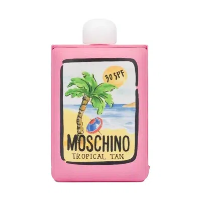 Pre-owned Moschino Ss22  Tropical Tan Clutch Pink Padded Nappa Leather Sunscreen 30spf