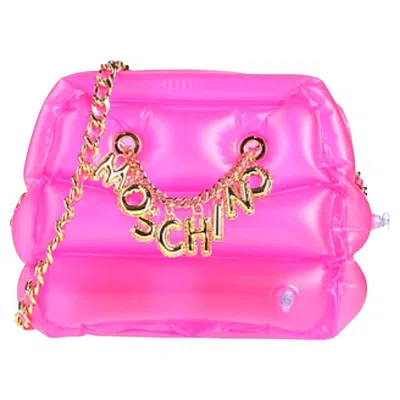 Pre-owned Moschino Ss23  Couture Pink Inflatable Crossbody Bag With Logo Charm & Chains