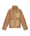 Moschino Stand-up Collar Shearling Jacket In Brown