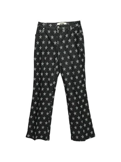 Pre-owned Moschino Star-print Flared Jeans In Black
