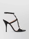 MOSCHINO STILETTO HEEL SANDALS WITH ALMOND TOE AND GEM EMBELLISHMENT