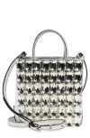 MOSCHINO MOSCHINO STILL LIFE CRYSTAL EMBELLISHED METALLIC LEATHER TOTE