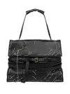 Moschino Stitched Leather Shoulder Bag In Black