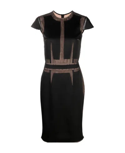 Moschino Stitched Short-sleeved Dress In Black