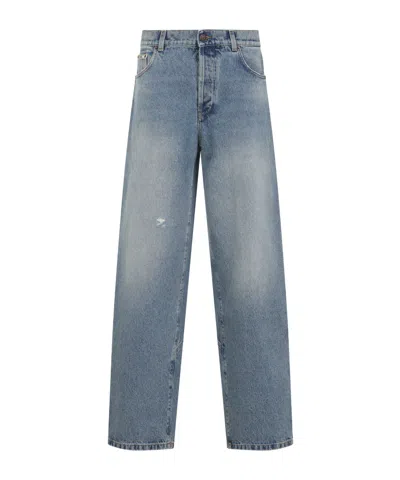 MOSCHINO DISTRESSED STRAIGHT-LEG JEANS