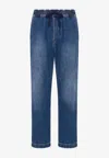 Moschino Straight-leg Drawstring Jeans In Blue