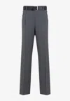 Moschino Cotton Pants With Belt Loops And Button Detailing In Gray