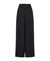 Moschino Wide-leg Trousers In Black Virgin Wool With Double Pleat Design In Black