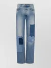 Moschino Straight Patchwork Trousers Heart Patch In Multi