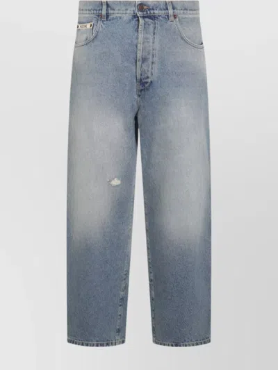 Moschino Straight Trousers Distressed Detail In Blue