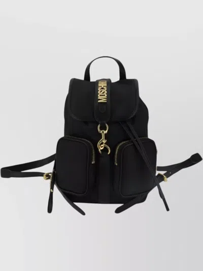 Moschino Strap Backpack Handle Pocket In Black