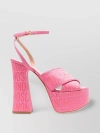 MOSCHINO STRAP CROSSOVER SANDALS WITH HIGH BLOCK HEEL