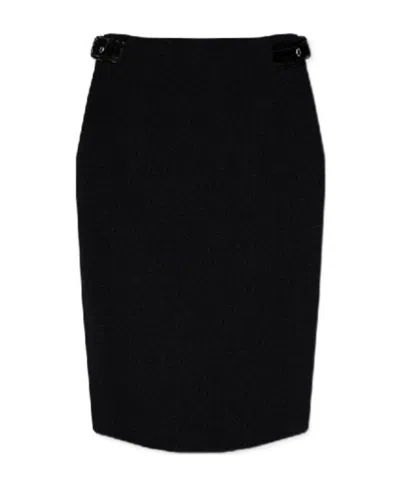 Moschino Strap-detail Pencil Skirt In Black