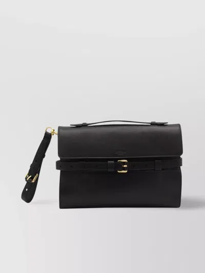 Moschino Strap Detail Top Handle In Black