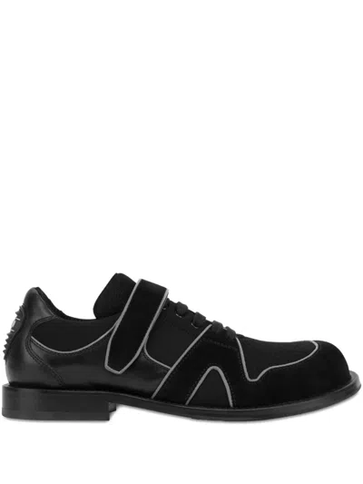 Moschino Strap-detailed Lace-up Loafers In Black