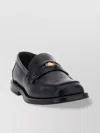 Moschino Strap Penny Round Toe Loafers In Black