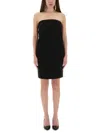 Moschino Strapless Dress With Bow Detail And Side Pockets In Black