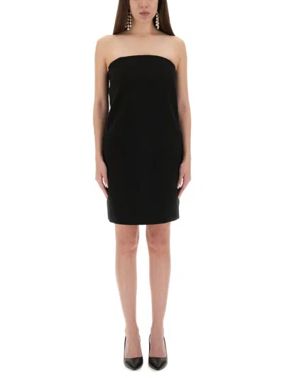 MOSCHINO STRAPLESS BANDAGE SHEATH DRESS WITH BOW DETAIL