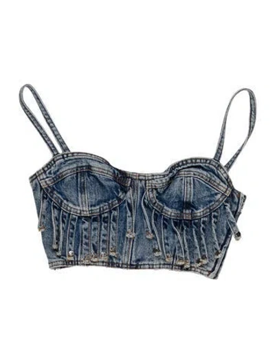 Pre-owned Moschino Strapless Crop Top W/ Tags In Blue