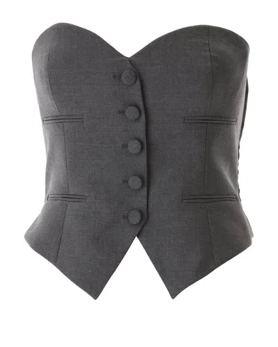 Moschino Strapless Sweetheart-neck Vest In Grey