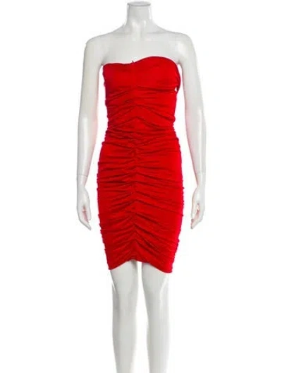 Pre-owned Moschino Strapless Mini Dress In Red
