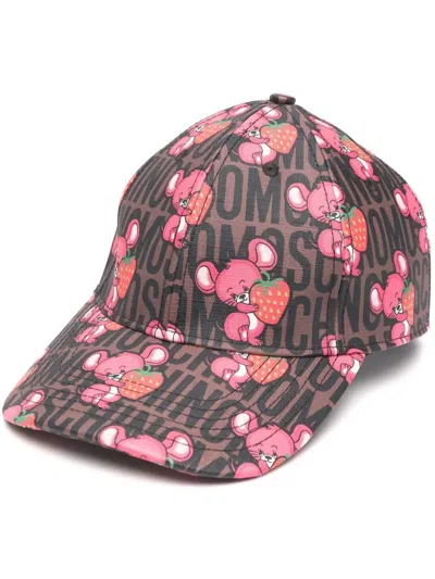 MOSCHINO STRAWBERRY MOUSE CAP IN BROWN