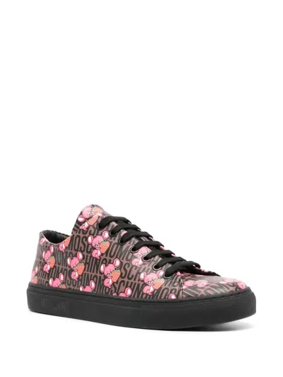 Moschino Strawberry Mouse Sneakers In Brown In Multi