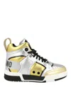 Moschino Streetball Asymmetrical High-top Sneakers In Silver