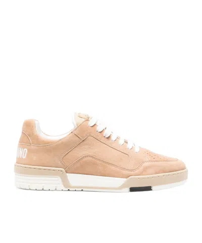 Moschino Streetball Leather Sneakers In Nude