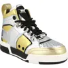 Moschino Streetball Asymmetrical High-top Sneakers In Silver/gold Multi