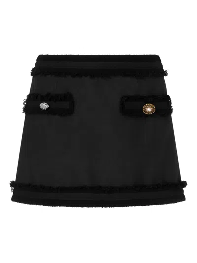 Moschino Coarse Wool Half-length Skirt In Black